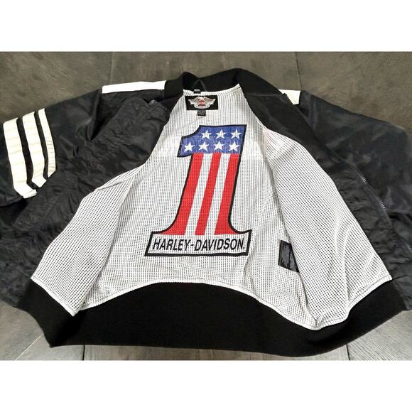 Harley Davidson Jacket Men's M Full Zip Logo Embroidered Racing Evel Knievel USA - Picture 5 of 13